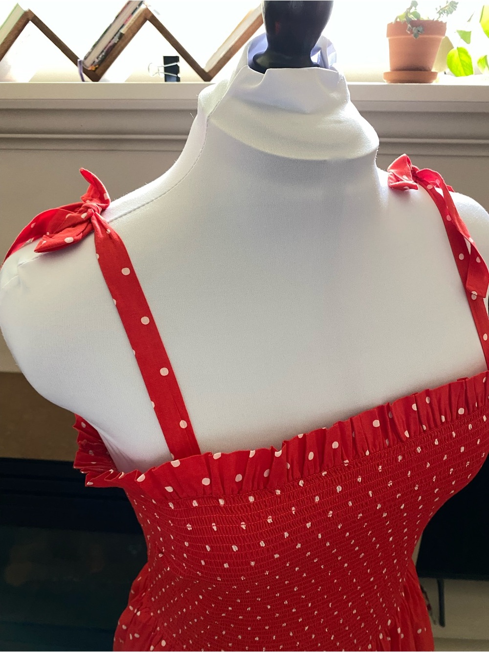 NWOT Draper James Red Polka Dot Tiered Midi Sundress - Picture 2 of 3
